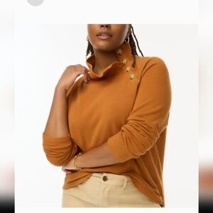 J Crew Copper Brown Wide Button Collar Sweatshirt XS Pullover Sweater #45